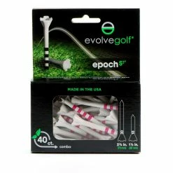 EVOLVE GOLF EPOCH White/Pink Combo Pack (30 Count 2 3/4 Inch) & (10 Count 1 1/2 Inch) Tees