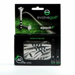 EVOLVE GOLF EPOCH White/Black Combo Pack (30 Count 3 1/4 Inch) & (10 Count 1 1/2 Inch) Tees