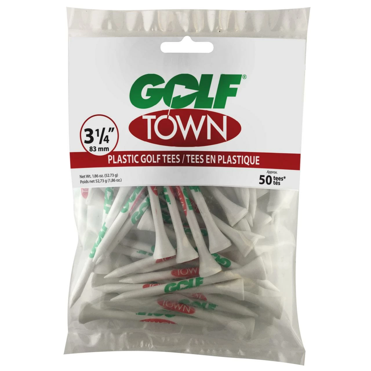 PRIDE SPORTS Golf Town Logo 3 1/4 Inch Plastic Tees (50 Count)