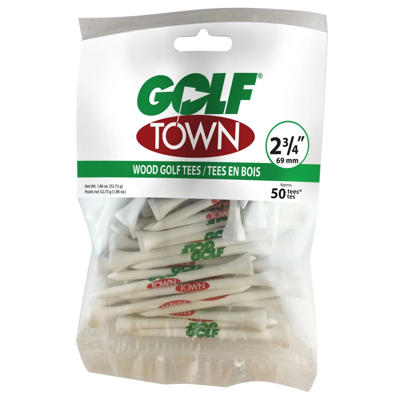 PRIDE SPORTS Golf Town Logo 2 3/4 Inch Wood Tees (50 Count)
